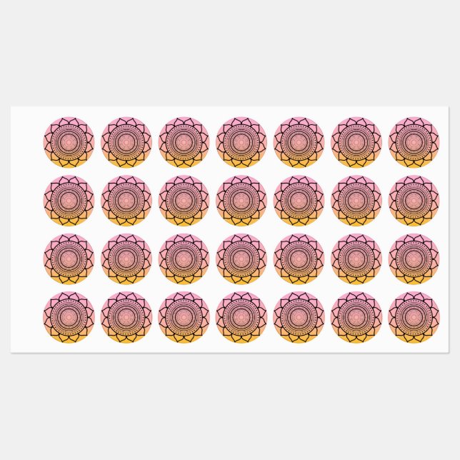 Rosa Mandala - Mandalaart Etiketten (Blatt)