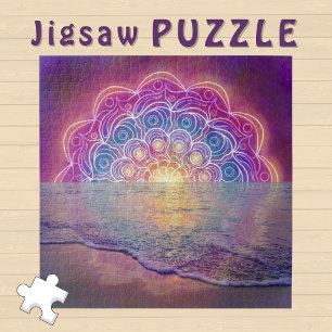Rosa Mandala-Sonnenuntergang über dem Ozean  Puzzle