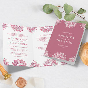 Rosa Mandala Traditionelle Indische Ethnische Hoch Einladung