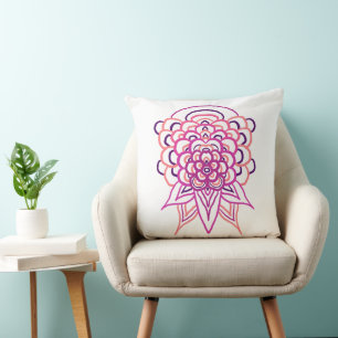 Rosa Mandala-Wurfkissen mit Blumenmuster Ästheti Kissen
