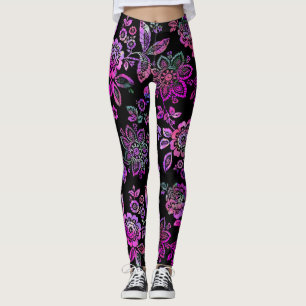 Rosa Manie, stilisiert, Moderne Blütenpracht Leggings