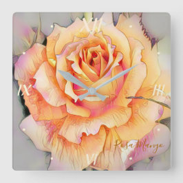 Rosa "Manyo" [Acrylwand-Uhr] Quadratische Wanduhr