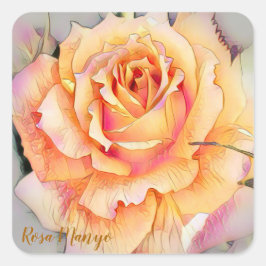 Rosa ‘Manyo’ [Square Seal] Quadratischer Aufkleber