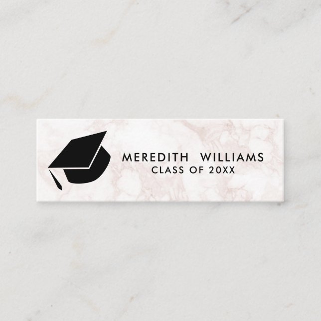 Rosa Marbella Grad Cap Abschluss einfügen Mini Visitenkarte (Vorderseite)