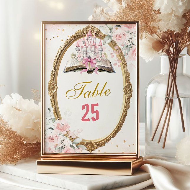 Rosa Märchenbuch 1. Geburtstag Tischnummer (Von Creator hochgeladen)