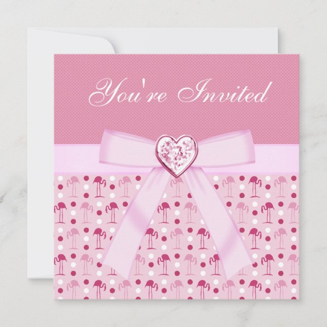 Rosa Märchenland-Flamingo-Party lädt ein Einladung (Vorderseite)