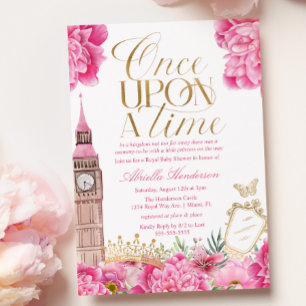Rosa Märchenprinzessin-Baby-Party Einladung