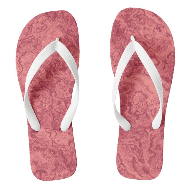 Rosa Marmor Abstrakter Swirl Flip Flops (Fußbett)