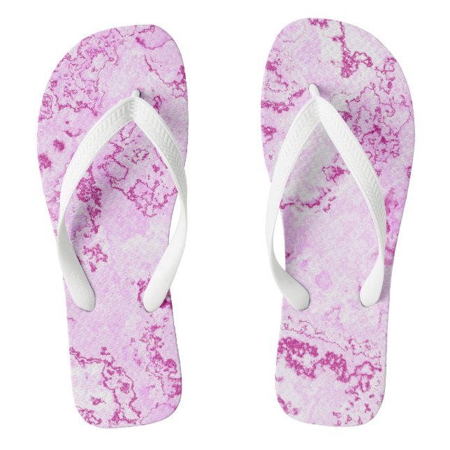 Rosa Marmor Abstrakter Swirl Flip Flops (Fußbett)
