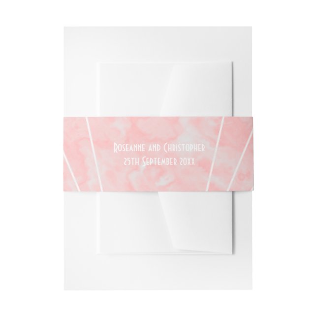 Rosa Marmor Art Deco Design Hochzeit Einladungsbanderole (Vorderseite Beispiel)