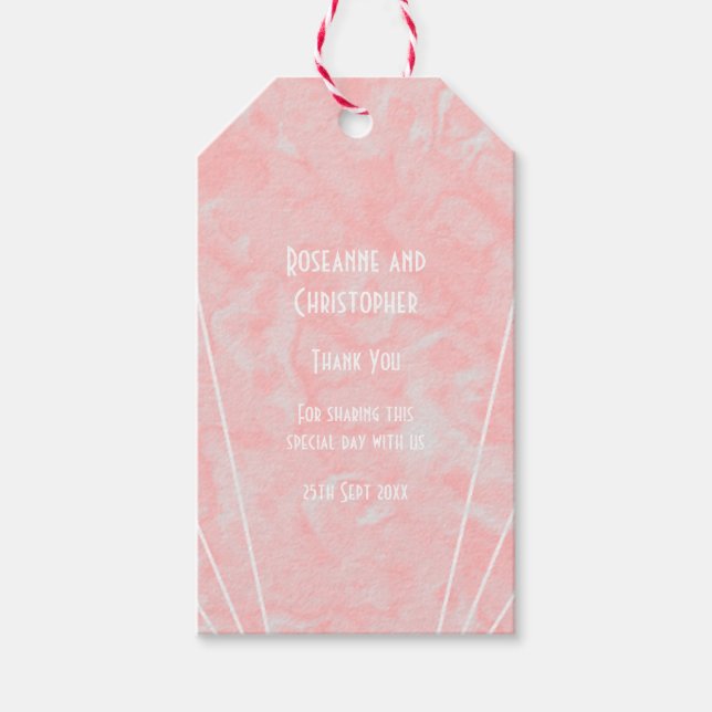 Rosa Marmor Art Deco Design Hochzeit Geschenkanhänger (Vorderseite)