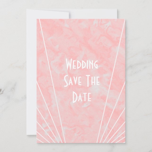 Rosa Marmor Art Deco Design Hochzeit Save The Date (Vorderseite)