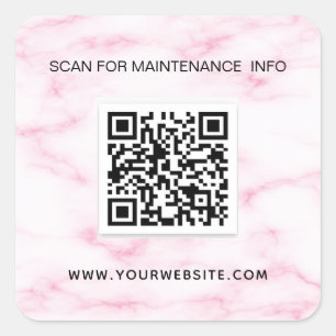 Rosa-Marmor-Business-QR-Code-Wartung Quadratischer Aufkleber