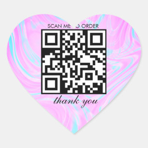 Rosa Marmor Dankeschön QR-Code Boutique Geschäft Herz-Aufkleber