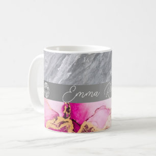 Rosa Marmor-Diamant-Glitter-Namens-Tasse Kaffeetasse