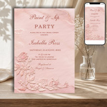 Rosa Marmor-Faux-Prägung Rosen Brautparty