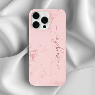 Rosa Marmor Glam Signature iPhone 16 Pro Max Hülle