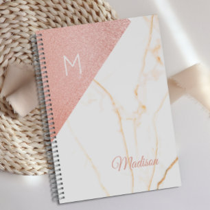 Rosa Marmor Glitter Mädchen Monogramm Planer