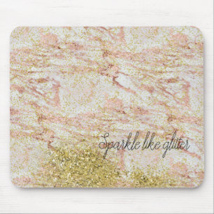 Rosa Marmor Gold Confetti Imitate Glitzer Mousepad