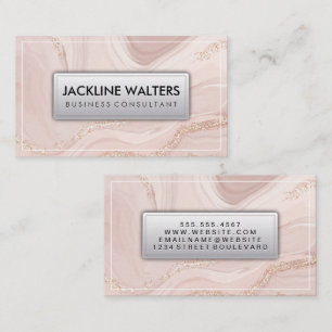 Rosa Marmor Gold Flakes Visitenkarte