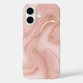Rosa Marmor Gold Glitter Abstractes Muster iPhone 16 Hülle