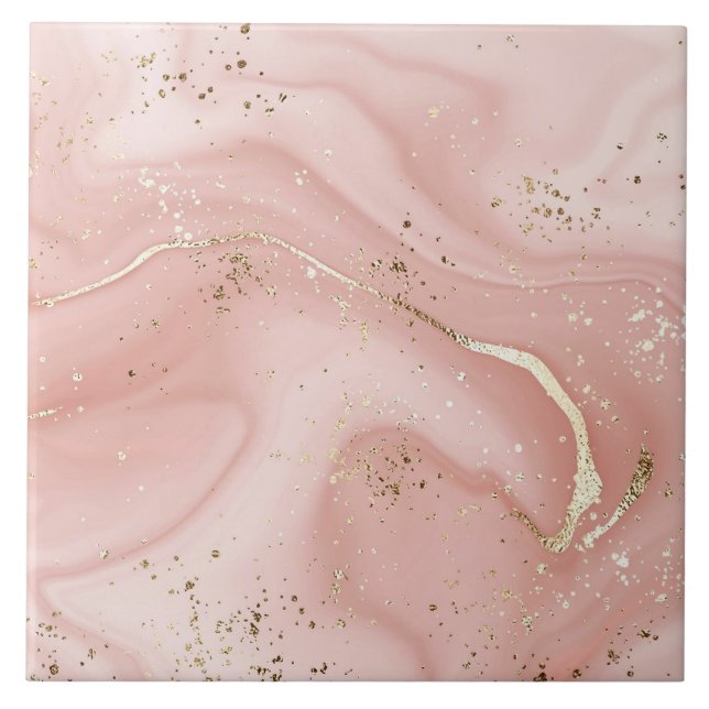 Rosa Marmor Gold Glitter Abstractes Muster Fliese (Vorderseite)