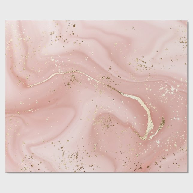 Rosa Marmor Gold Glitter Abstractes Muster Geschenkpapier (Flach)