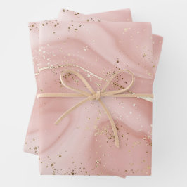 Rosa Marmor Gold Glitter Abstractes Muster Geschenkpapier Set