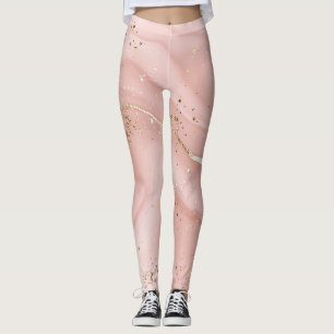 Rosa Marmor Gold Glitter Abstractes Muster Leggings