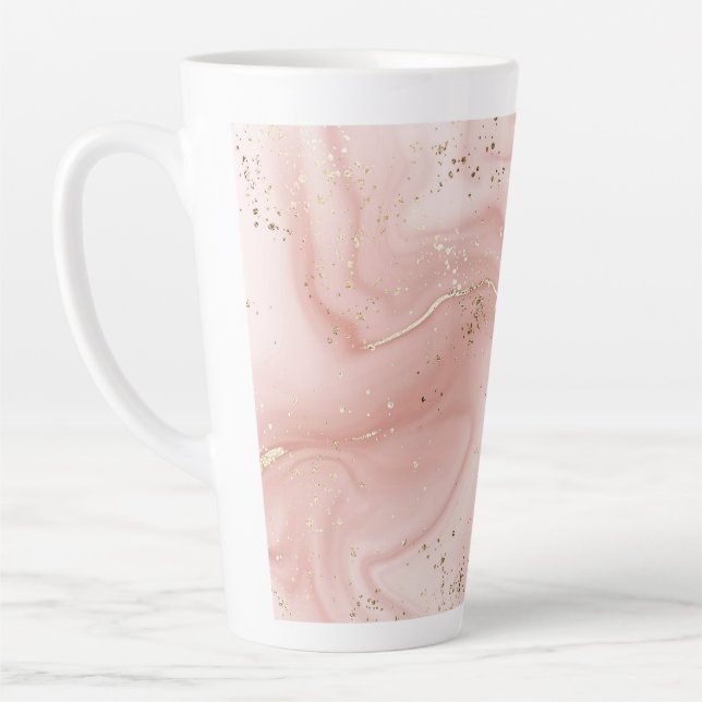 Rosa Marmor Gold Glitter Abstractes Muster Milchtasse (Links)
