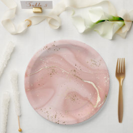 Rosa Marmor Gold Glitter Abstractes Muster Pappteller