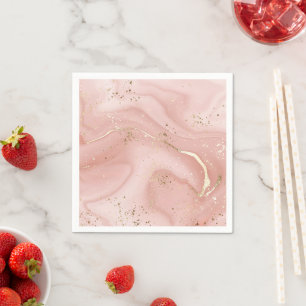 Rosa Marmor Gold Glitter Abstractes Muster Serviette