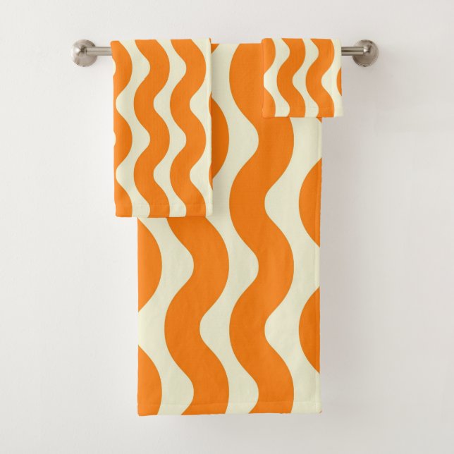 Rosa Marmor Groovy Wavy Strip Moderner Frühling Badhandtuch Set (Insitu)