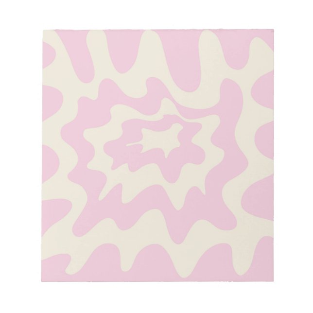 Rosa Marmor Groovy Wavy Strip Moderner Frühling Notizblock (Vorderseite)