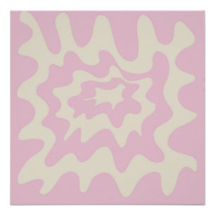 Rosa Marmor Groovy Wavy Strip Moderner Frühling Poster