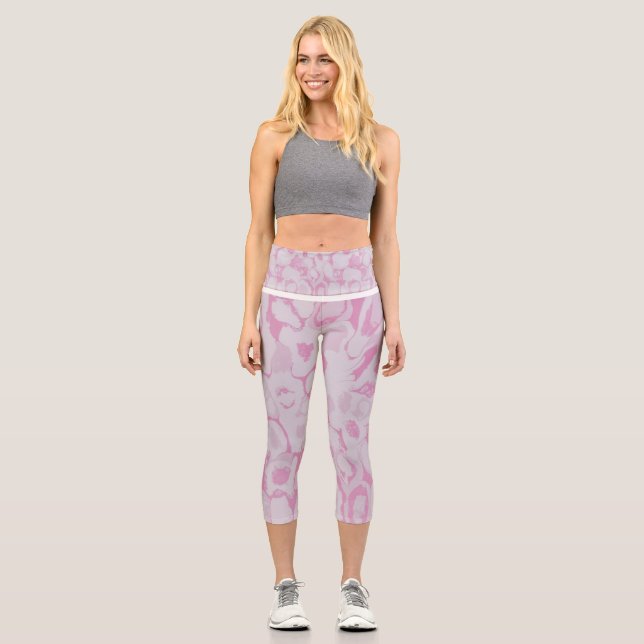 Rosa Marmor Hochwaisted Capris (Vorderseite)