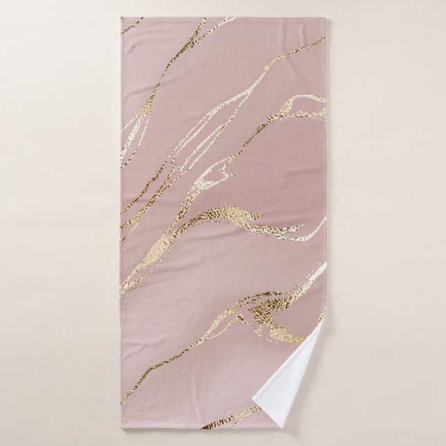 Rosa Marmor mit goldenen Adern Badehandtuch (Badehandtuch)