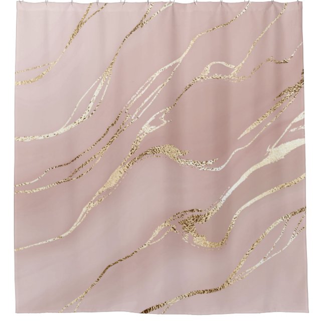 Rosa Marmor mit goldenen Adern Duschvorhang (Vorderseite)