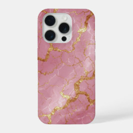 💖 Rosa Marmor mit goldenen Adern ✨ Luxuriös femin iPhone 15 Pro Hülle