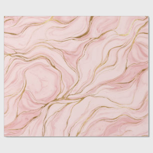 Rosa Marmor mit goldenen Adern Luxus Geschenkpapier