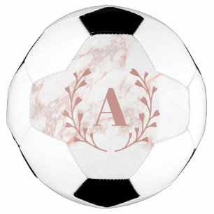 rosa Marmor Monogram, erste und Name benutzerdefin Fußball
