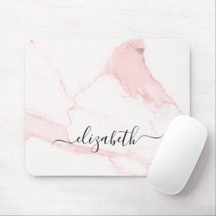 Rosa Marmor-Monogramm-Name elegant, modern Mousepad