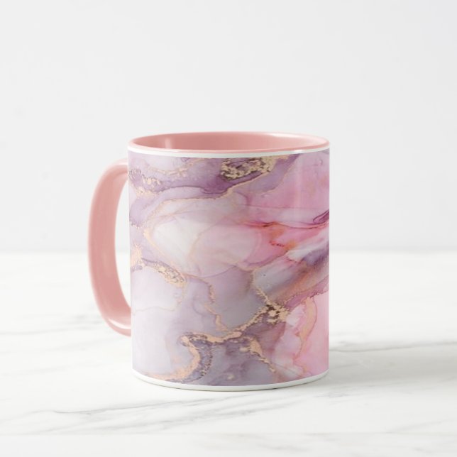 Rosa Marmor niedlich elegant grau Tasse (Vorderseite Links)
