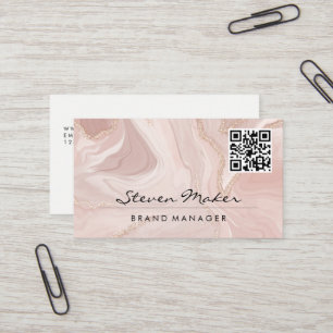 Rosa Marmor   QR Code Business Card Visitenkarte