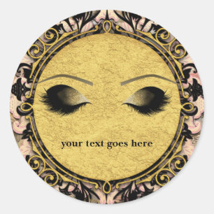 Rosa Marmor-Schwirbel Glamour Gold Make-up Wimpern Runder Aufkleber
