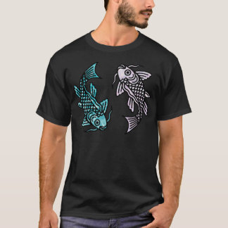 Rosa Marmor und Blauer Koi-Fisch T-Shirt