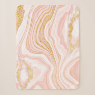 Rosa Marmor und goldene Textur Sherpadecke