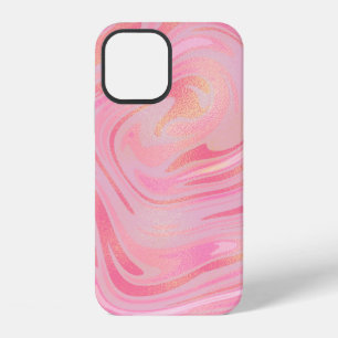 Rosa Marmor-Wirbel & Gold-Glitter-Muster iPhone 12 Hülle