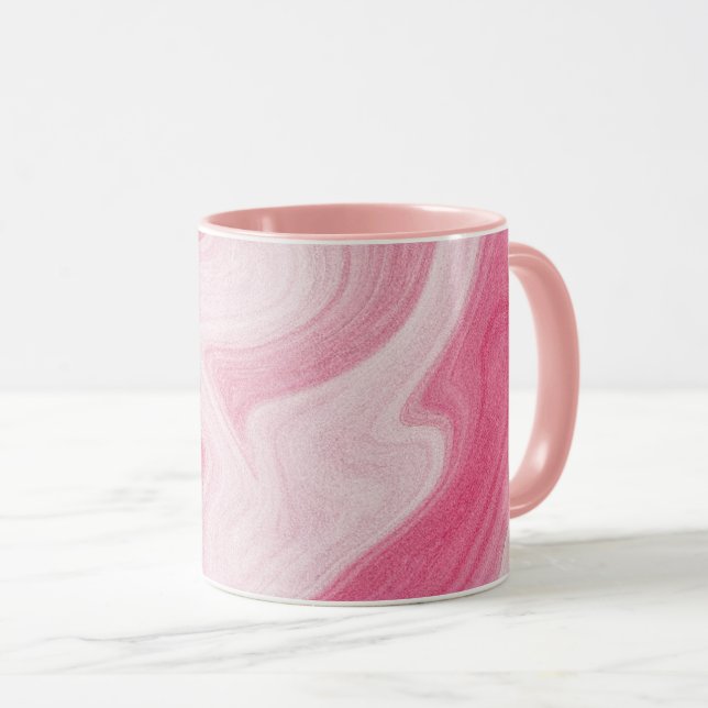 Rosa Marmor-Wirbelmuster – Ästhetisches Abstrakt  Tasse (VorderseiteRechts)