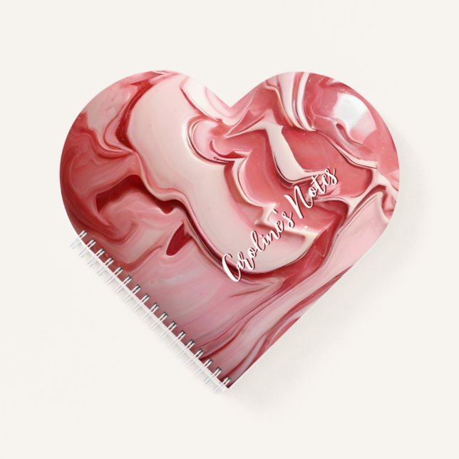 rosa Marmorherz Notizbuch (Vorderseite)